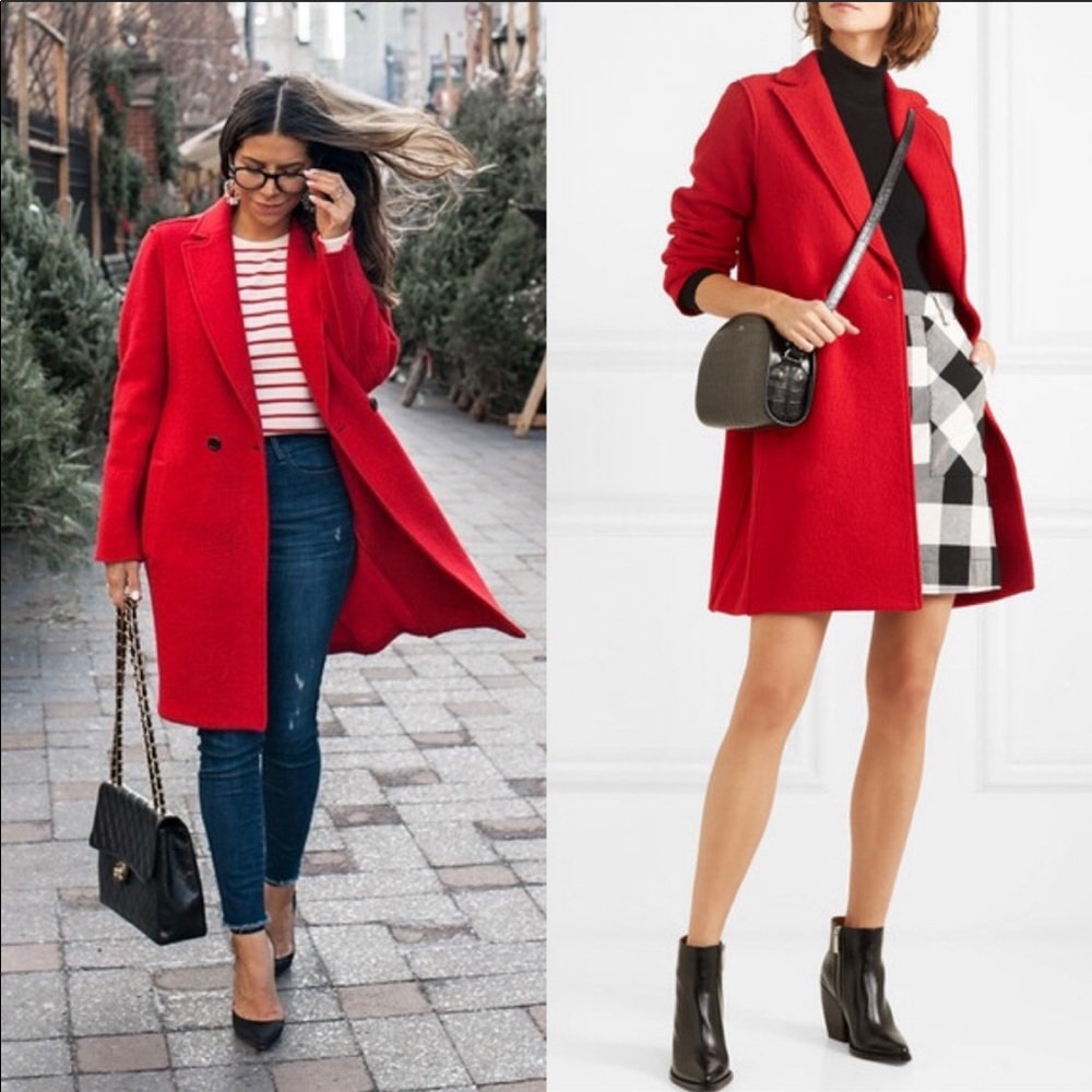 NWT J.CREW DAPHNE Red Topcoat in Italian Wool 18